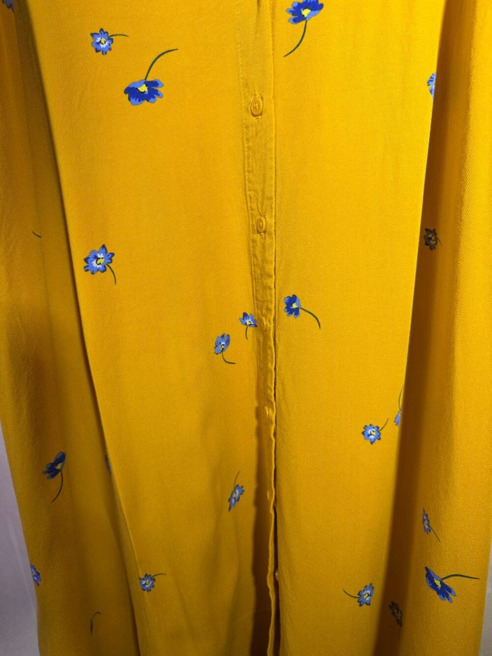 Popsugar Mustard Floral Button Front Swing Dress XL - Picture 5 of 12